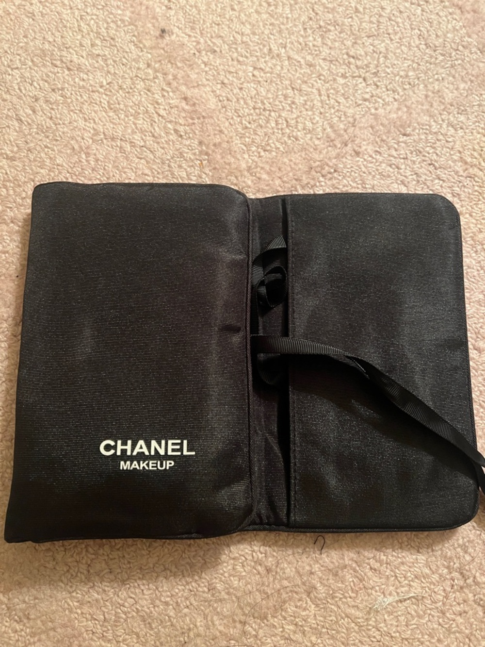 CHANEL Black Foldable Makeup Organizer with White Logo